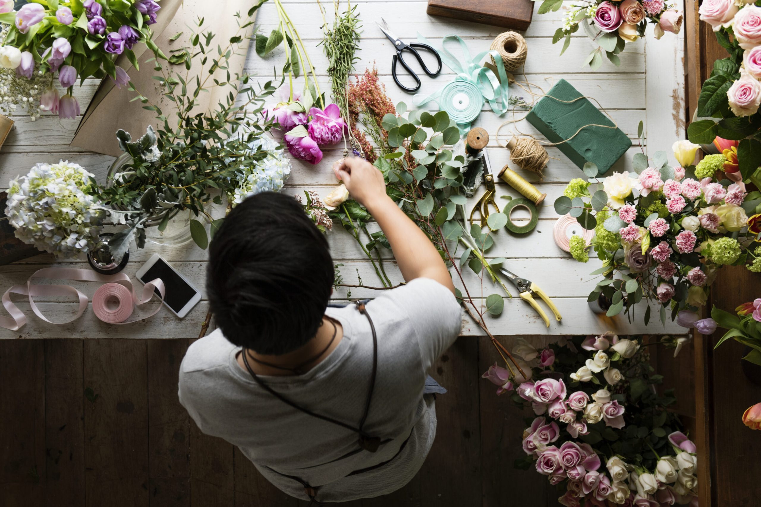 Florist job flower arrangement and decoration